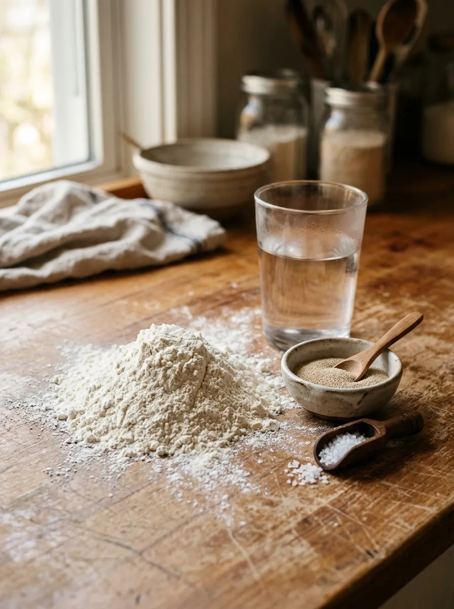 Ingredients for the rustic cheese bread