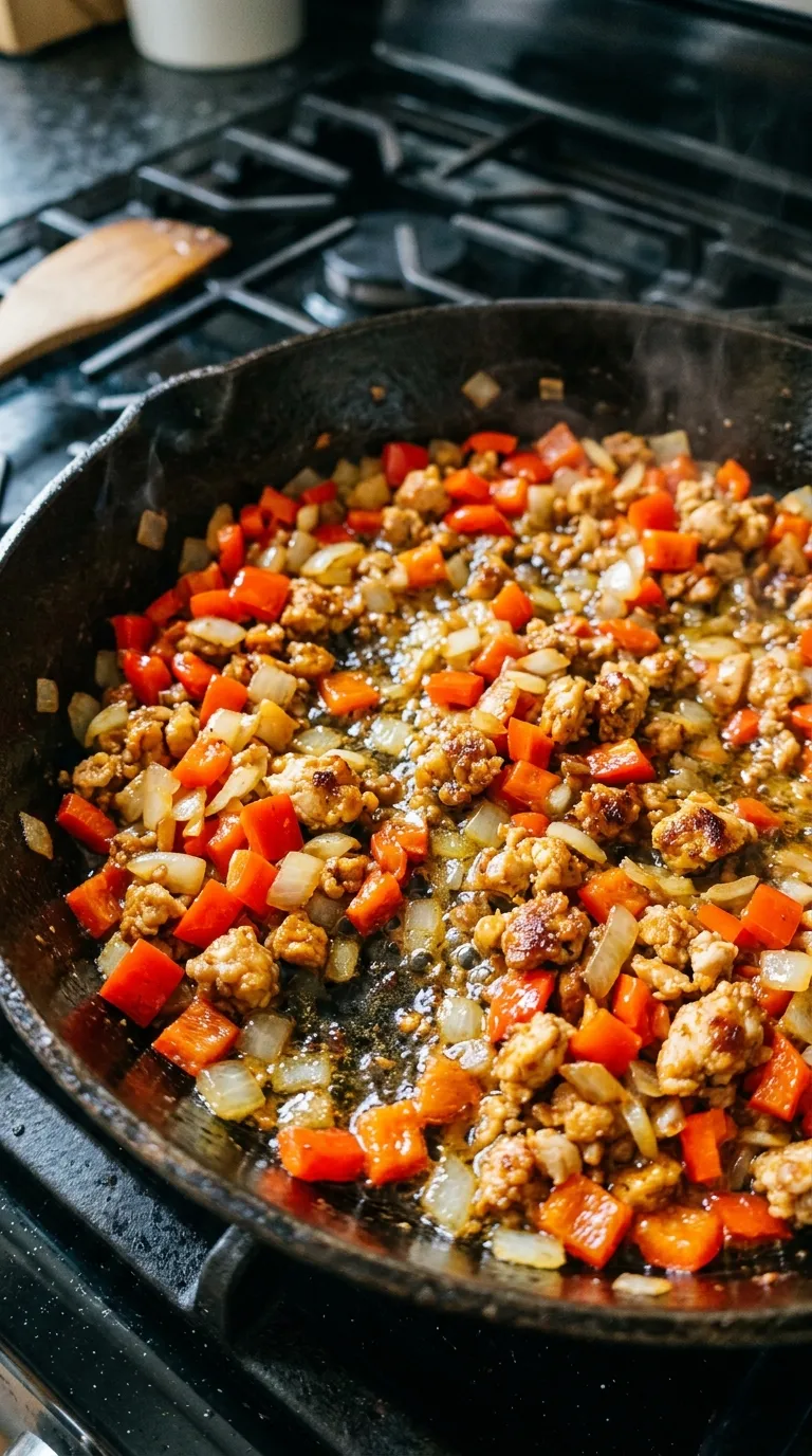 How to Make Chicken Alfredo Sloppy Joes Step 3: Add the Vegetables