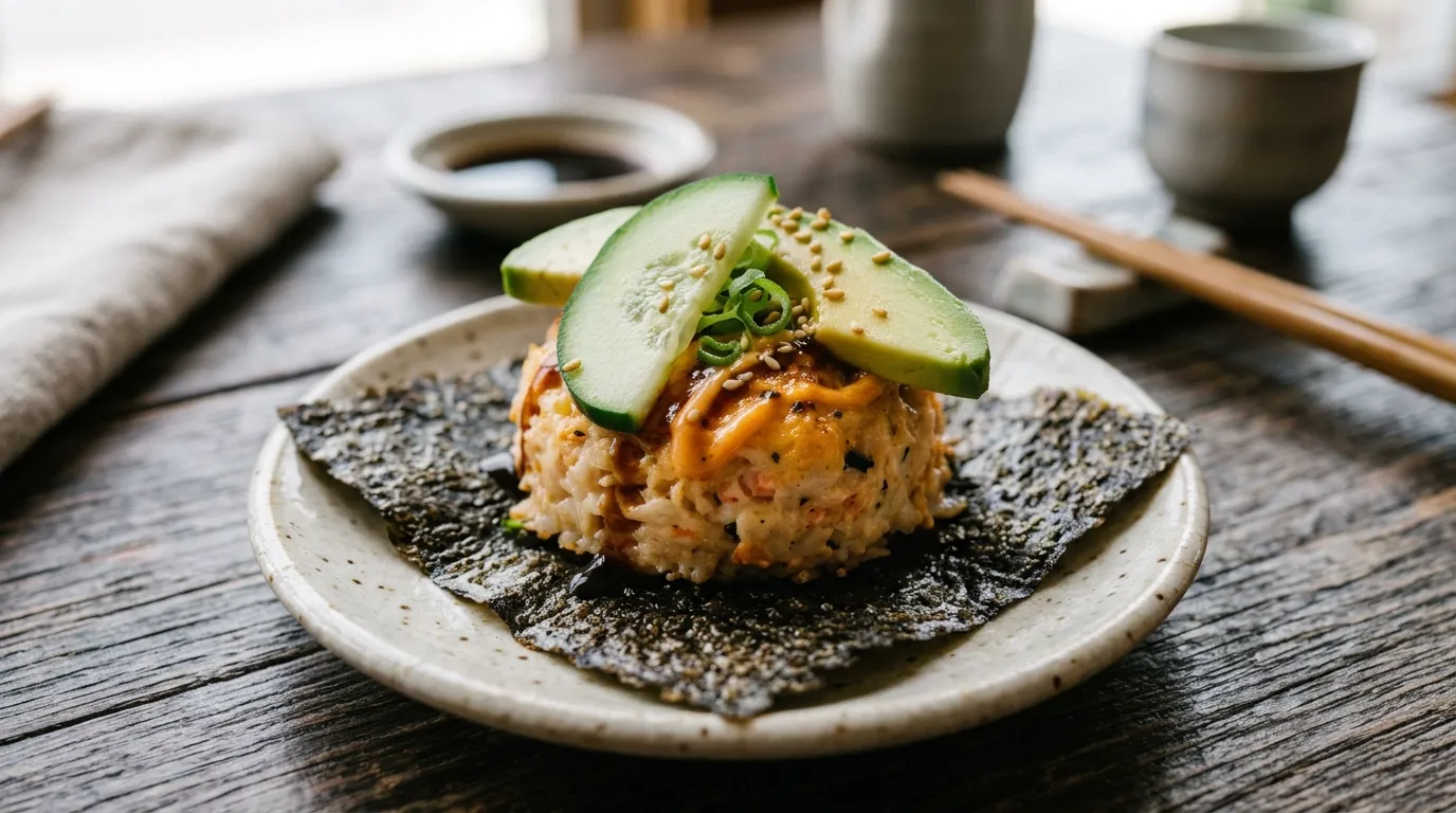 The Perfect Bite of the Spicy Salmon Sushi Bake